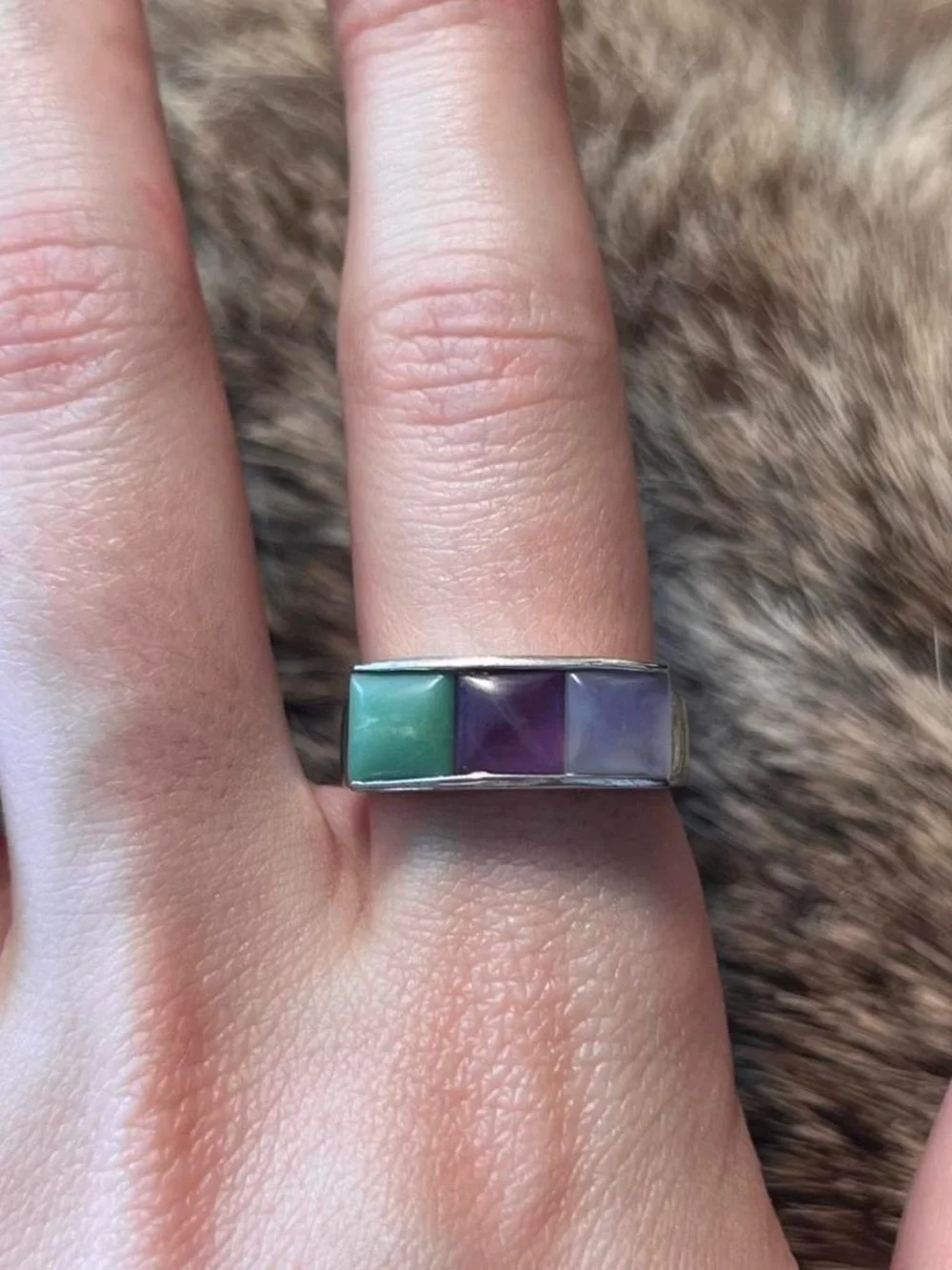 Chuck Clemency minimalist jade and amethyst ring